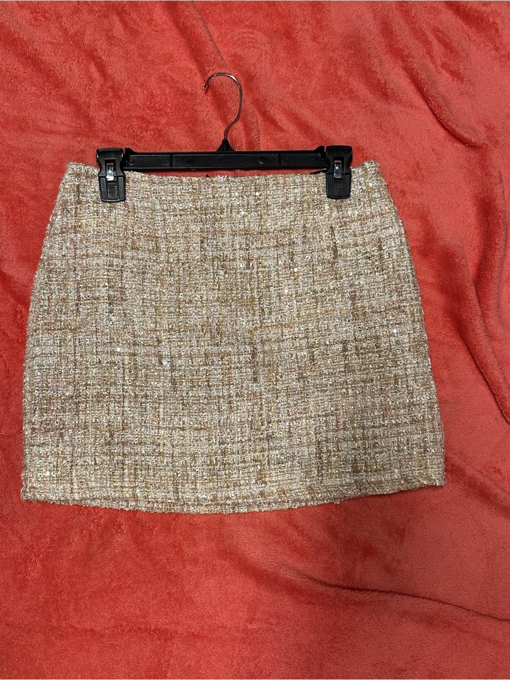 Classic Tweed Mini Skirt in Beige